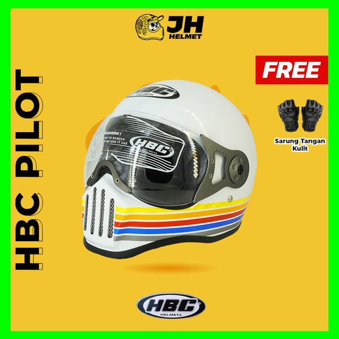 Helm Cakil Pilot Visor Strip White Putih