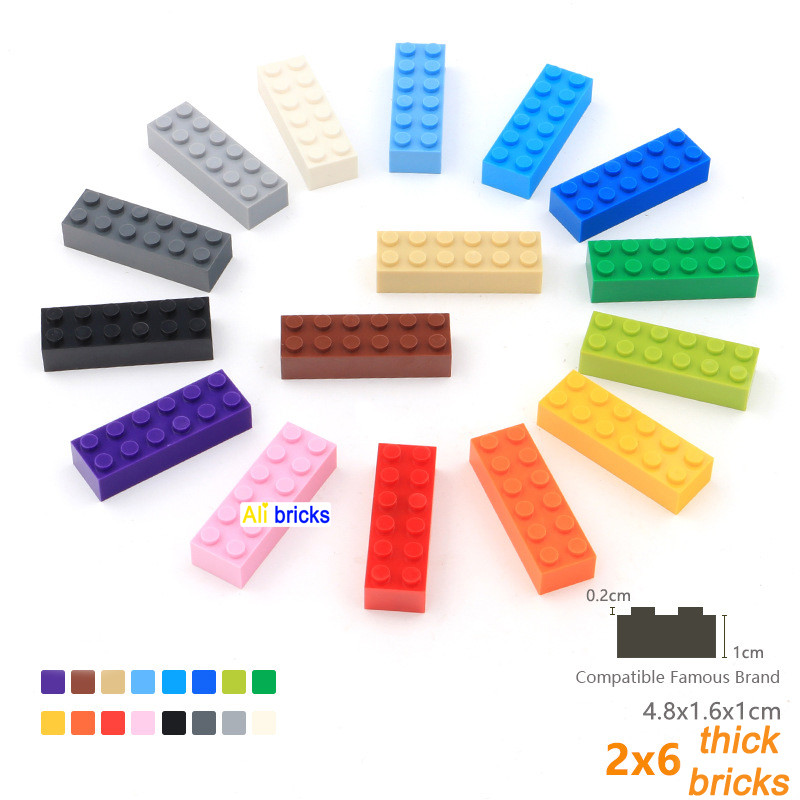 120pcs 2x6 Dot DIY Building Blocks Thick Figures Bricks Educational Creative Size Compatible With