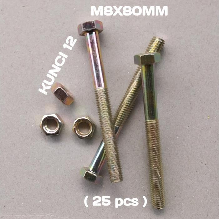 MUR BAUT M8X80MM/8CM(25pcs)KUNCI 12