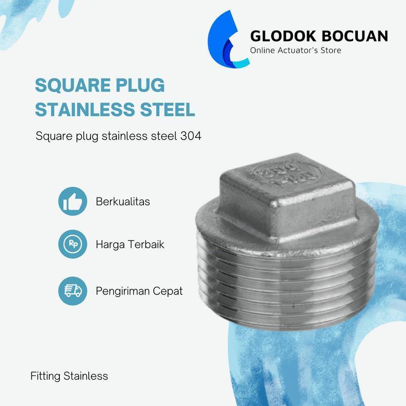 3" Square Plug Stainless Steel 3"