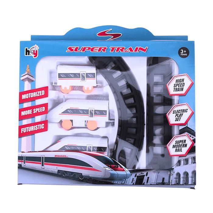 Mainan anak kereta api dengan rel super train