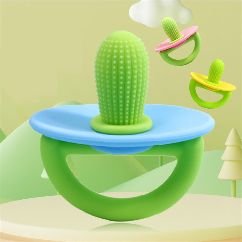 Silicone Teether Ring, Pacifier Type Teething Tool, Soft Molar Stick With Massage Dot