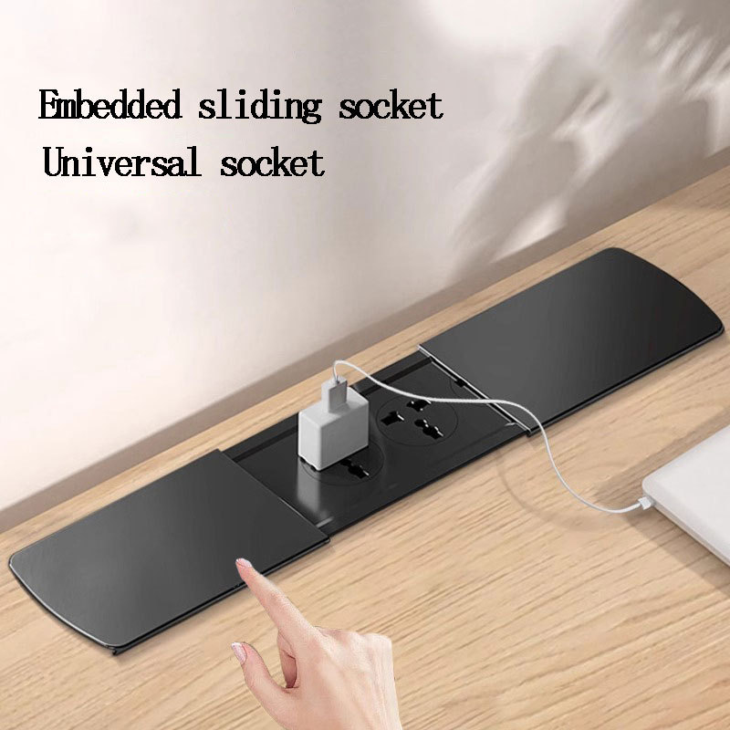 Embedded Multi-Function Power Socket Desktop Hidden Plug Sliding Cover Socket With USB Type-c