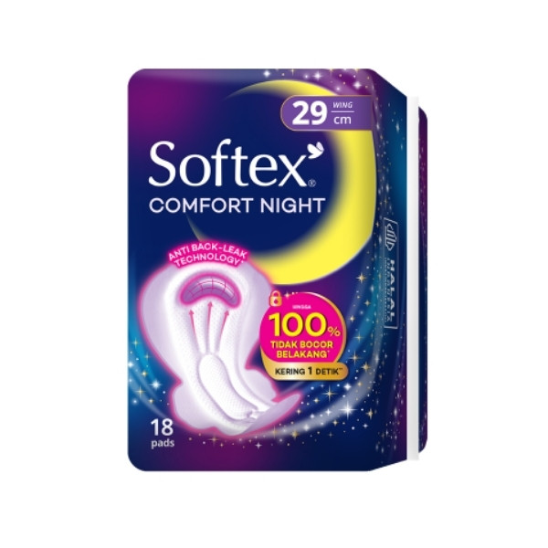 SOFTEX COMFORT NIGHT ANTI BACK-LEAK 29CM 18'S