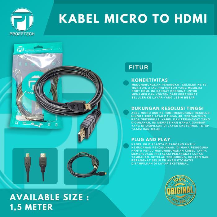 Kabel Micro Hdmi - Hdmi 1,5M. Origiinal Profftech