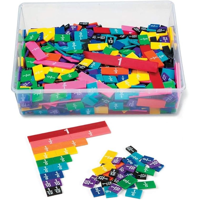 hand2mind Plastic Rainbow Fraction Tiles
