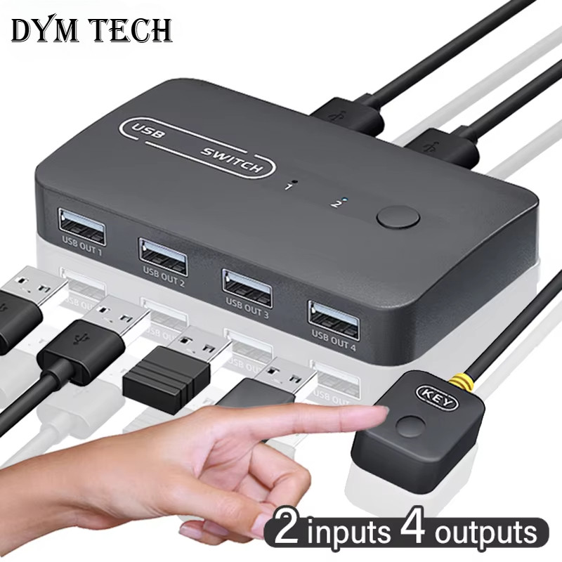 Usb Kvm Switch Adapter 2 Input 4 Output Usb Switch Kvm Switcher Printer Sharer For Computer Keyboard