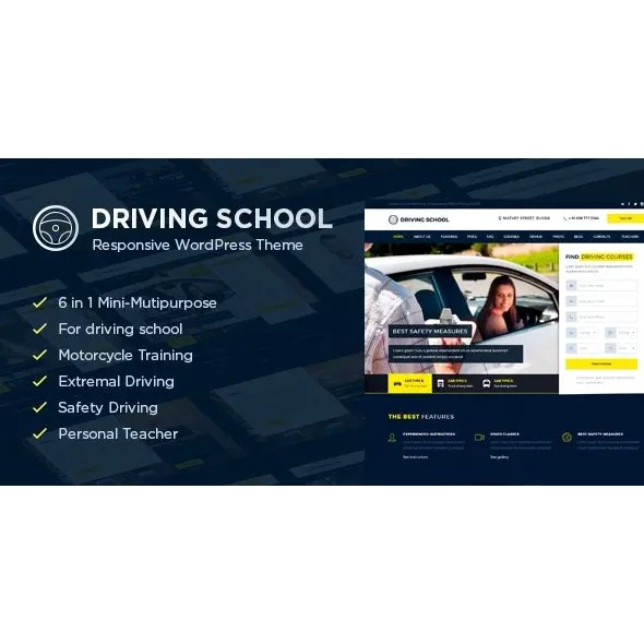 Driving School v1.4.9 – WordPress Theme