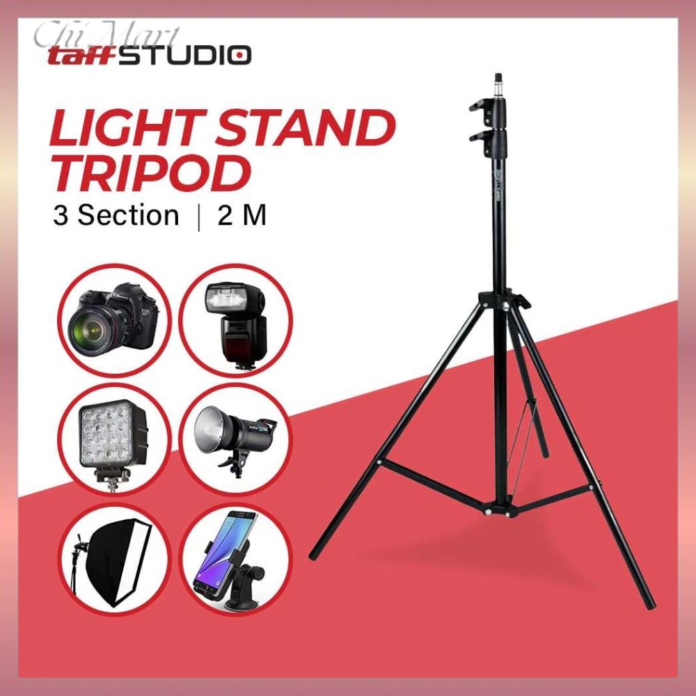 Taffstudio Tripod Portable Lighting Stand For Studio Lighting 2Meter - Sn303