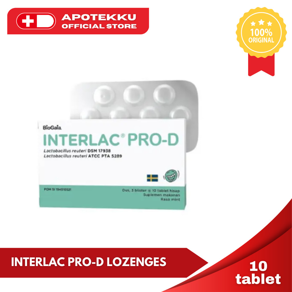 Interlac Pro-D Lozenges (Isi 10 Tablet) - Tablet Hisap Mint