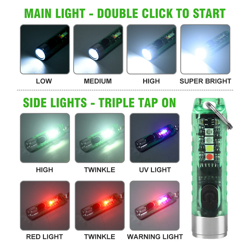 Mini Flashlight LED Multi-function Waterproof Keychain Flashlight Portable Powerful Waterproof Emergency Camping Torch Light
