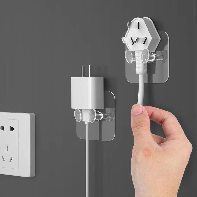 Cable Winder Wall Storage Hook Punch-free Power Plug Socket Holder Kitchen Stealth Hook Wall
