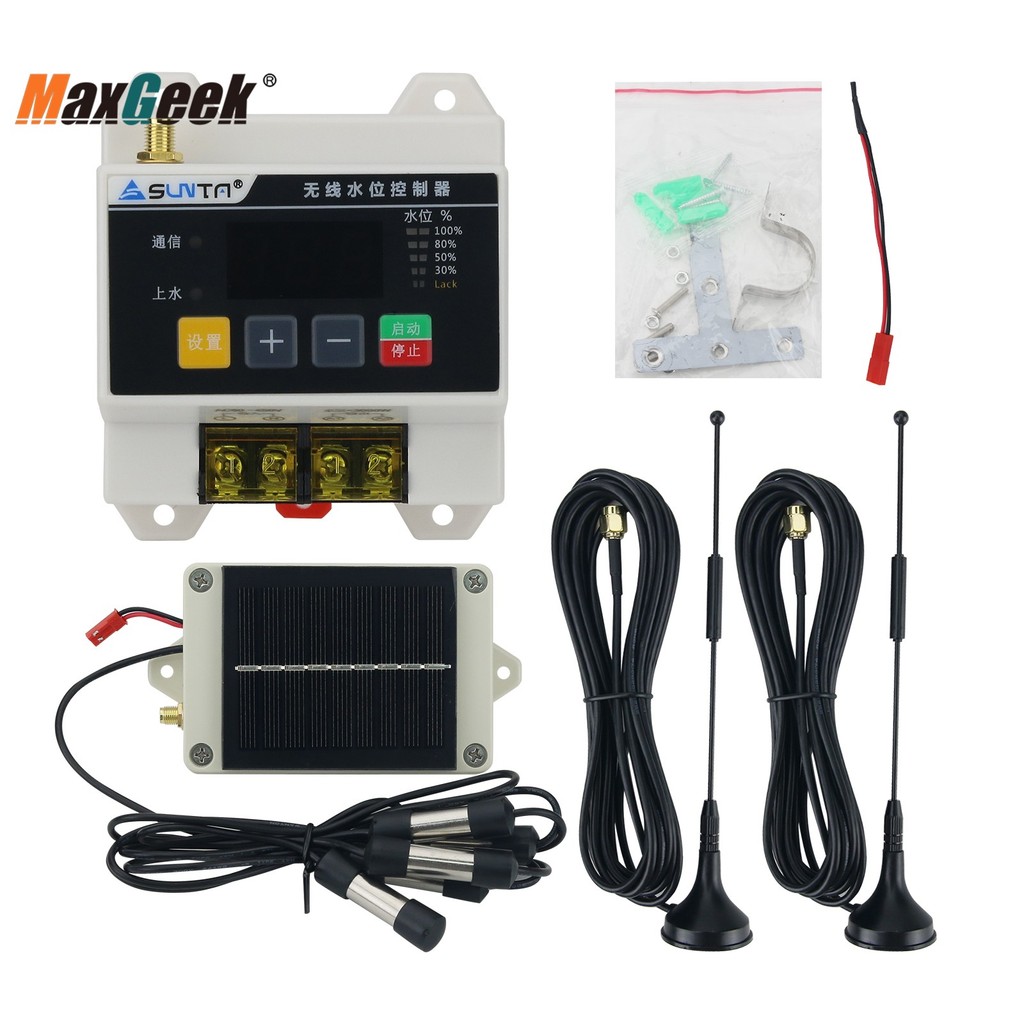 TERBARU Maxgeek Wireless Remote Water Level Controller Water Pump Water Tower 220V Liquid Level Remote Control Float Sensor Switch