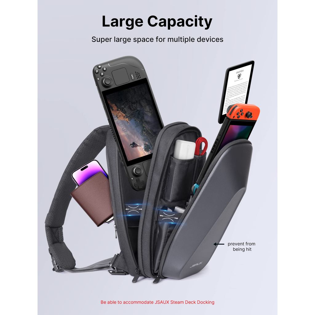 Carrying Case for Steam Deck Console & Accessories, Hard Shell Protective Crossbody Double-Layer