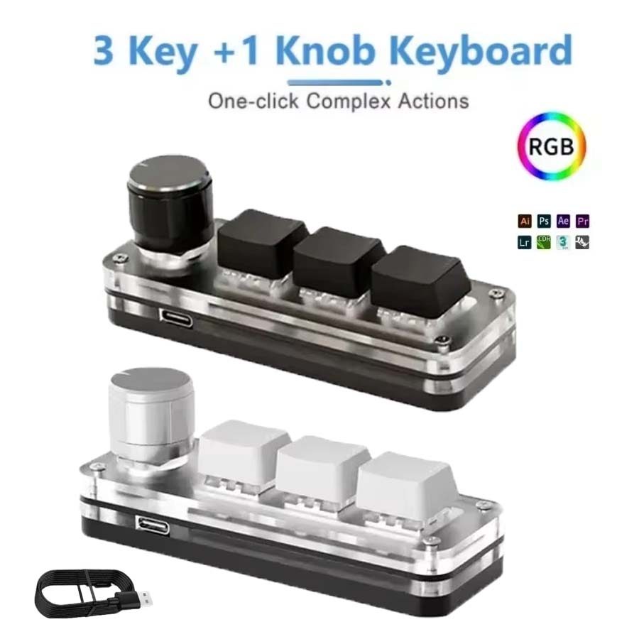 Usb Mechanical Keyboard For 3 Keys 1 Knob Rgb Programming Macro Gaming Custom Programming Knob