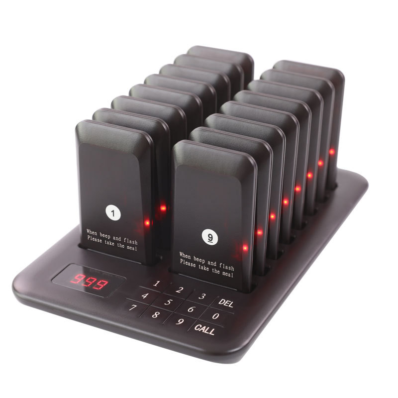 Wireless Restaurant Pager System Queue Paging Calling System 16 Waterproof Buzzers beeper for Coffee