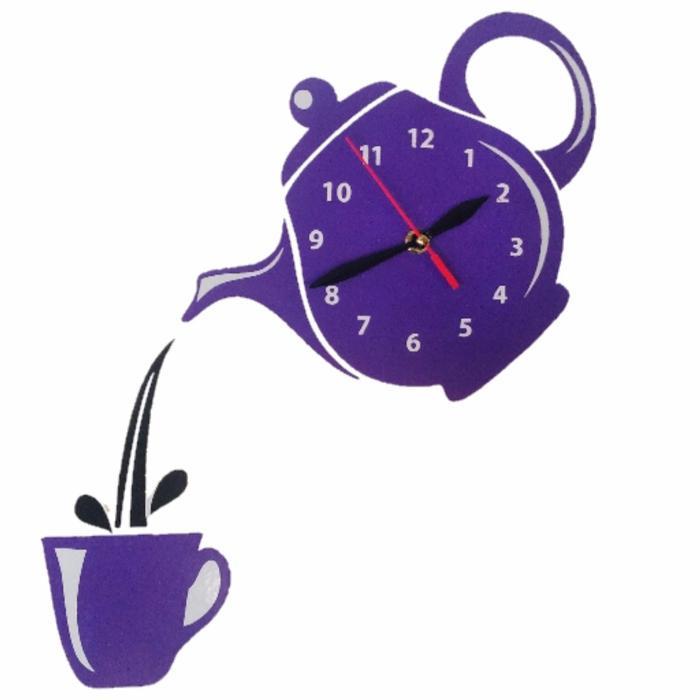 jam dinding kopi cangkir ungu