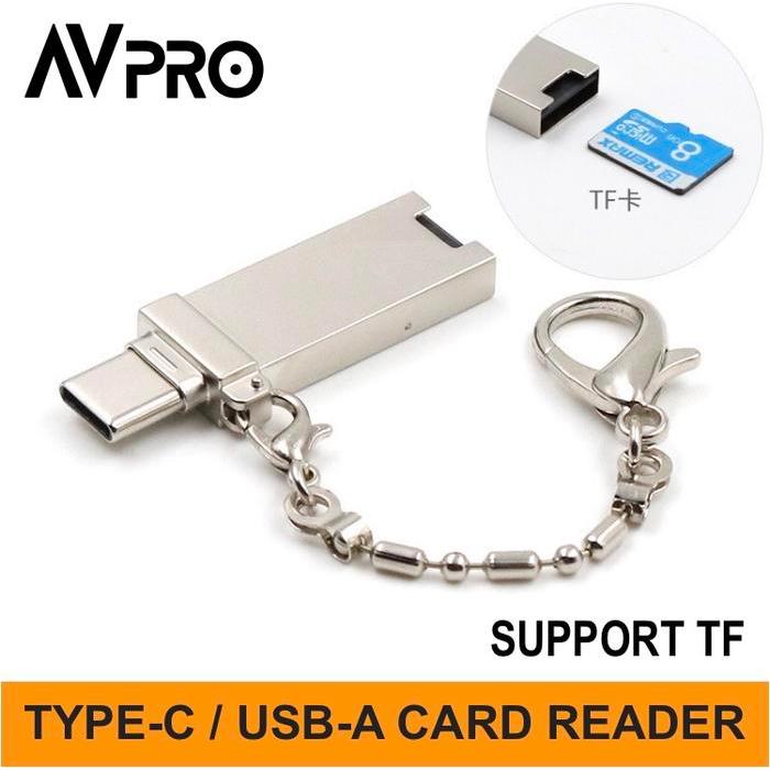 Avpro Avu12 Otg Card Reader Usb 2.0 Type-C Tf Micro-Sd Silver Terjamin