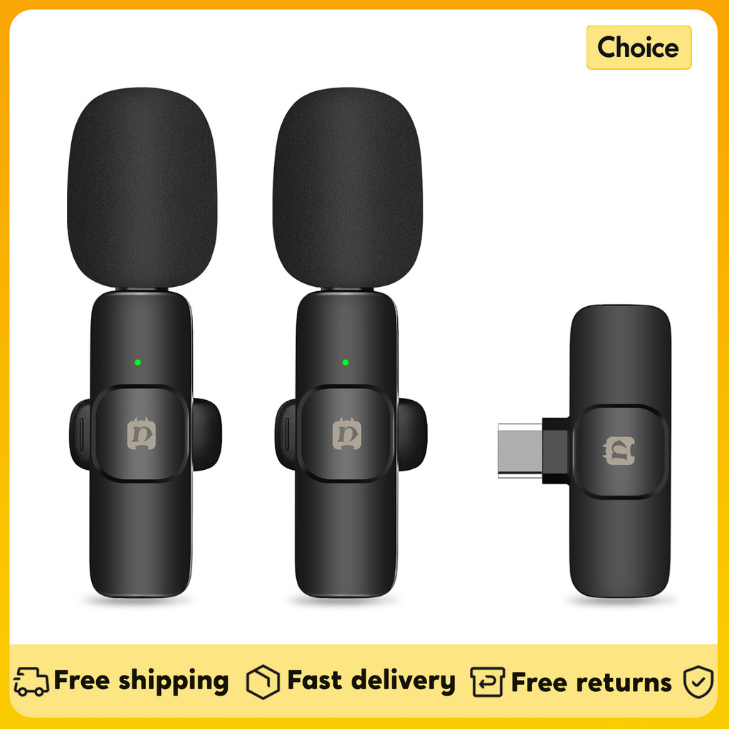 PULUZ 1-Trigger-2 Mini 2.4G Wireless Microphone System Clip-on Mic Plug & Play for Type-C Android