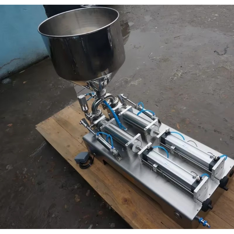 Double-nozzle paste pneumatic horizontal filling machine 10-300ml quantitative sub-loader filling