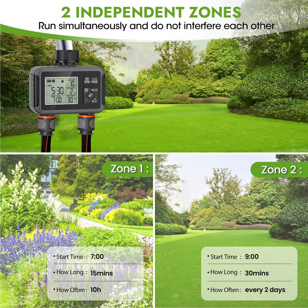 TNCE 1/2-Outlet Automatic Irrigation Programmer Automatic Irrigation Timer Watering System Garden