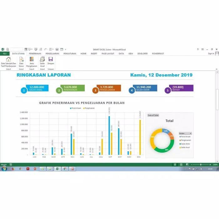 aplikasi program software excel 3 pembayaran spp dan pengeluaran