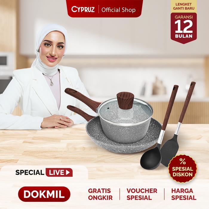 [Dokmil] [Cod] Cypruz Basic Set Grey Marble Series / Set Panci Masak Marble Kitchenware