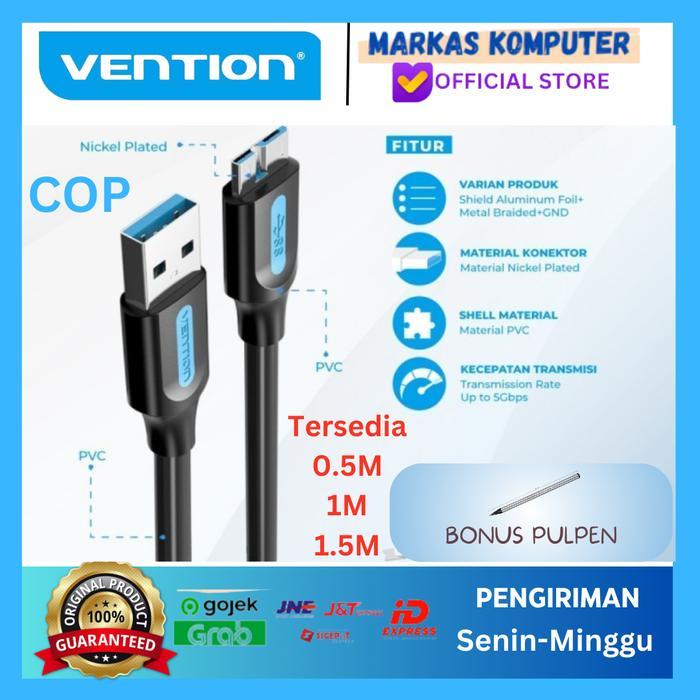 Vention Cop Kabel Data Harddisk Usb 3.0 To Micro B Black