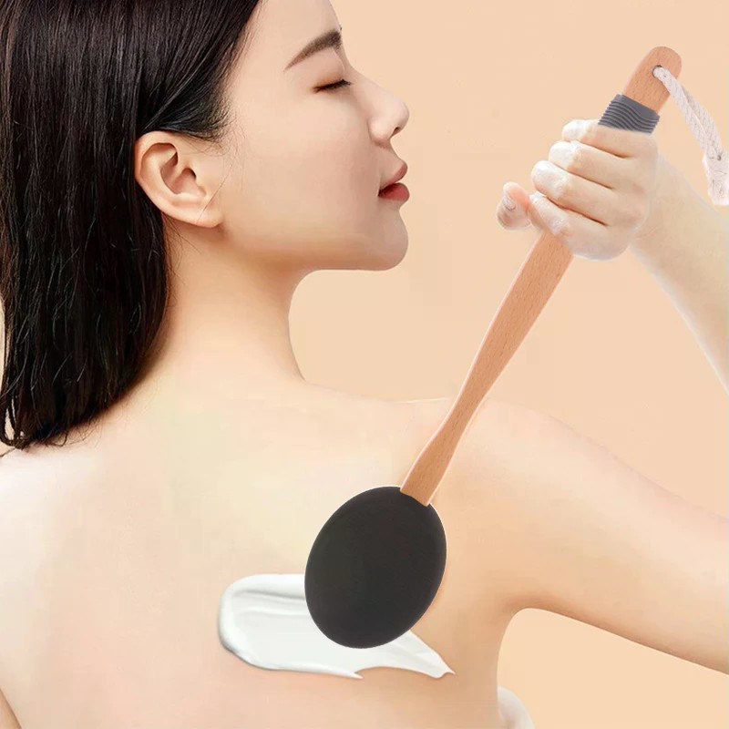 Multi-Function Lotion Sunscreen Ointment Applicator Silicone Long Handle Body Cleaner Shower Brush